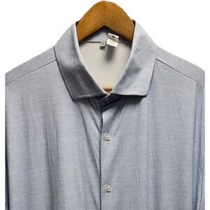 State & Liberty Mens Sz 2XL Blue Performance Athletic Button Front Stretch Shirt